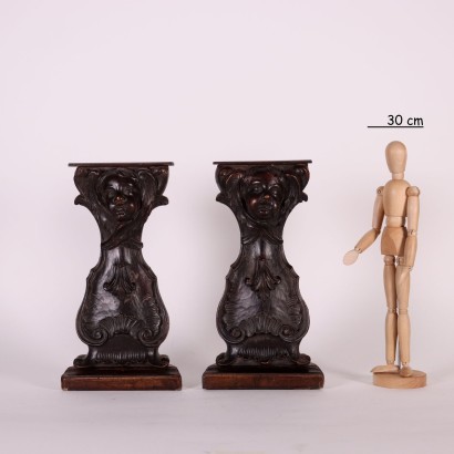 Paire de Sculptures Baroque Bois - Italie XVIII Siècle