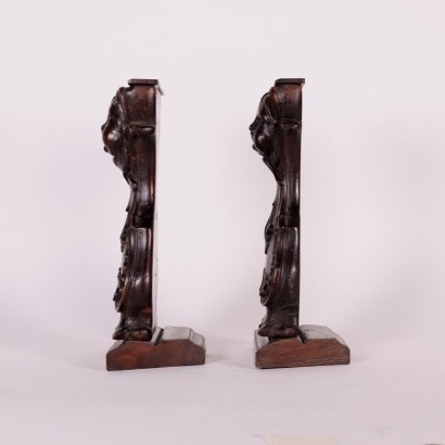 Pair Of Carvings Wood Italy 18th Century