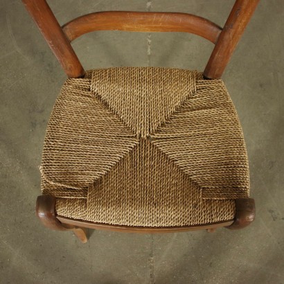Group Of 4 Chairs Walnut Straw Italy 19th Century