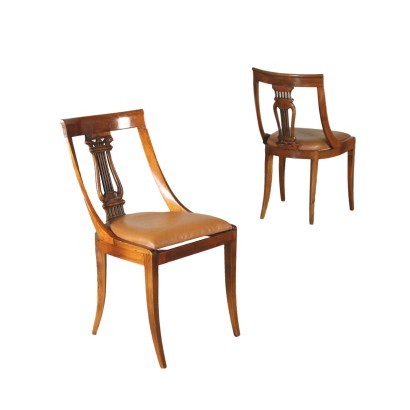 Paar Stühle aus Nussholz im Empire-Stil