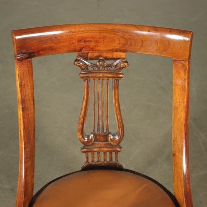 antigüedad, silla, sillas antiguas, silla antigua, silla italiana antigua, silla antigua, silla neoclásica, silla del siglo XIX, par de sillas de nogal estilo imperio