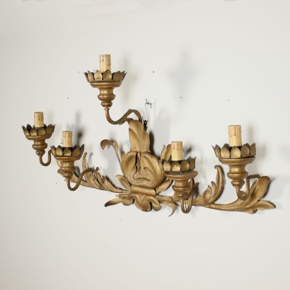Pair of Wall Lights Gilded Metal Shear Plate Italy 19th Century