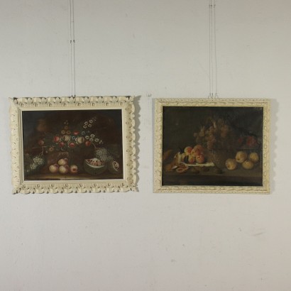 Pair Of Still Lifes Oil On Canvas 18th Century
