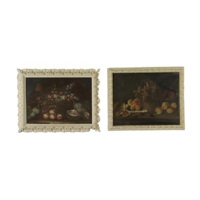 Pair Of Paintings Still Life Oil On Canvas 18th Century