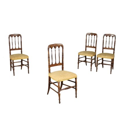 Group of 4 Chiavarine Chairs Walnut Chiavari Italy 19th Century