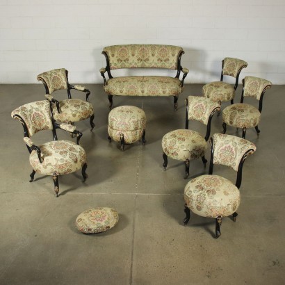 antiguo, sillón, sillones antiguos, sillón antiguo, sillón italiano antiguo, sillón antiguo, sillón neoclásico, sillón del siglo XIX, Puf con reposapiés Napoleón III