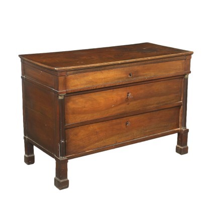 Lombard Empire Chest Of Drawers Walnut Bronze Italy 19th Century