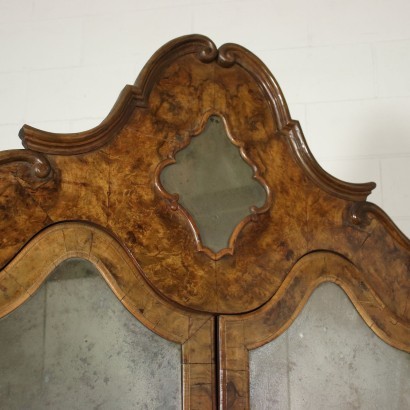 Barocchetto Trumeau Walnut Burl Veneer Mirror Italy 18th Century
