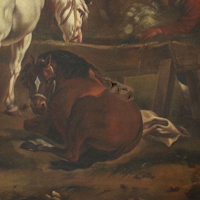 arte, arte italiana, pittura antica italiana,Paesaggio con Sosta dei Cavalli,Paesaggio con sosta dei cavalli.