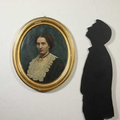 Portrait de Femme Huile sur Toile - Italie XIX Siècle