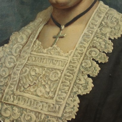 Portrait de Femme Huile sur Toile - Italie XIX Siècle