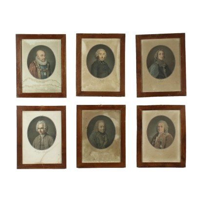 Groupe de six cadres XIXème