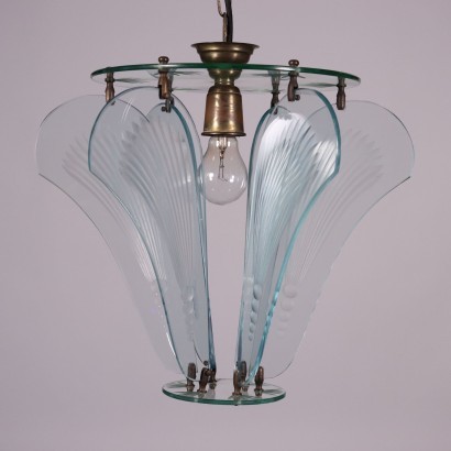 Lamp Brass Treated Glass Italy 1940s 1950s