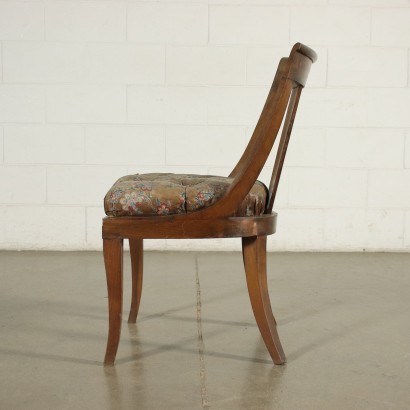 Antik, Stuhl, antike Stühle, antiker Stuhl, antiker italienischer Stuhl, antiker Stuhl, neoklassischer Stuhl, Stuhl aus dem 19. Jahrhundert, Gruppe von vier Gondel-Ruhestühlen