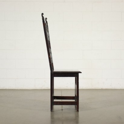 Antik, Stuhl, antike Stühle, antiker Stuhl, antiker italienischer Stuhl, antiker Stuhl, neoklassischer Stuhl, Stuhl des 19. Jahrhunderts, Gruppe von vier Hochstühlen