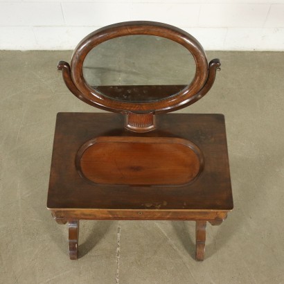 Restoration Walnut Vanity With Mirror Italy 19th Century
