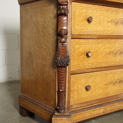 Chest Of Drawers Charles X Mahogany Cherry Maple Marble Italy Mid 1800