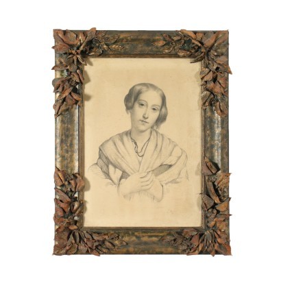Portrait Of A Young Woman Pencil On Paper 19th Century