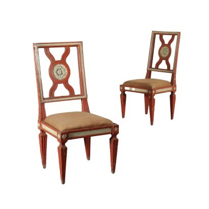 Paar Neoklassische Stühle Holz - Italien XVIII Jhd