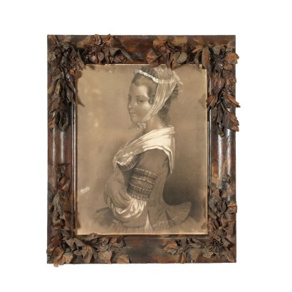 Portrait d'une Jeune Femme Dessin - Italie XIX Siècle