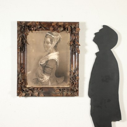 Portrait d\'une Jeune Femme Dessin - Italie XIX Siècle