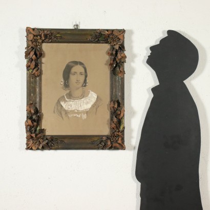 Porträt einer Jungen Frau Bleistift auf Papier Italien XIX Jhd