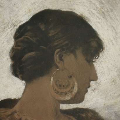 Weibliches Porträt Mischtechnik auf Papier Italien XIX Jhd