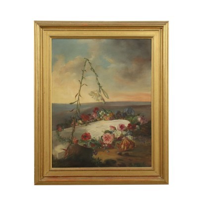 arte, arte italiano, pintura italiana del siglo XIX, Pintura de celebración con flores