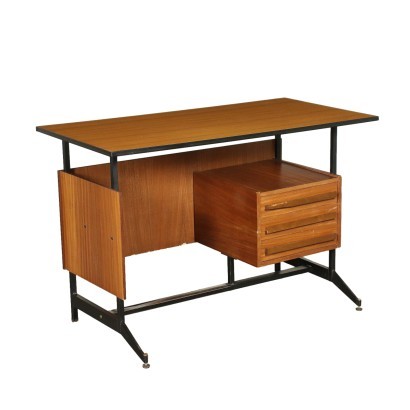 Desk Mahogany Veneer Formica Italy 1960s