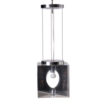 Lamp Plexiglas Chromed Metal Italy 1960s