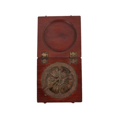 Pocket Compass With Sundial Mahognay Brass England 19th Century