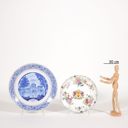 Group Of Plates Ceramic Majolica Porcelain 18th-19th Century