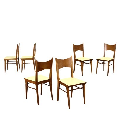 Group Of Six Chairs Sessile Oak Formica Italy 1940s 1950s