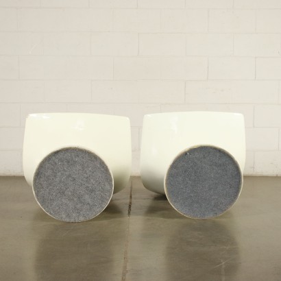 Pair Of Armcharis Plastic Foam Fabric Italy 1960s 1970s