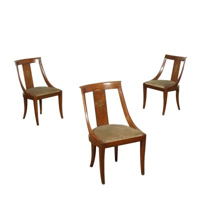 Grupo de tres sillas de góndola del Imperio lombardo