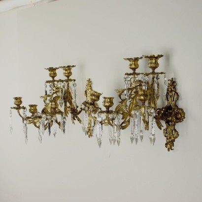 Paar Eklektische Wandlampen Bronze - Italien XX Jhd
