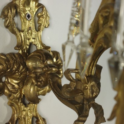 Pair Of Eclectic Revival Wall Lights Gilded Bronze 20th Century