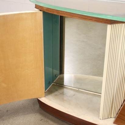 Cabinet Veneered Wood Glass Italy 1950s