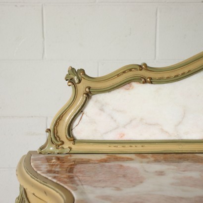 Rococò Revival Console Lacquered Wood Pink Marble Italy 20th Century