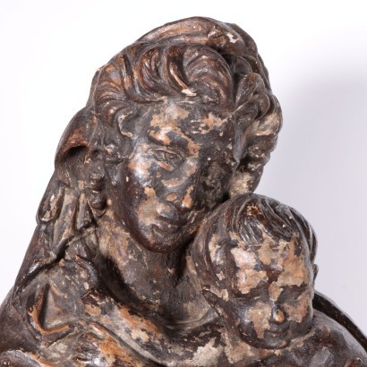 Kunst, italienische Kunst, antike italienische Malerei, Terrakotta-Madonna mit Kind Toskana