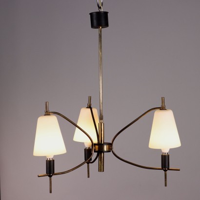 Lamp Enamelled Aluminum Brass Opal Glass Italy 1950s 1960s