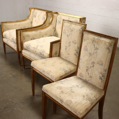 Antik, Stuhl, antike Stühle, antiker Stuhl, antiker italienischer Stuhl, antiker Stuhl, neoklassischer Stuhl, Stuhl aus dem 19. Jahrhundert, Paar Stilstühle und Sessel