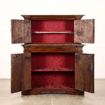 Two Bodies Cupboard Made With Ancient Woods Italy 20th Century