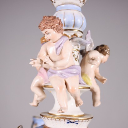Capodimonte Chandelier Glazed Ceramic Italy 20th Century