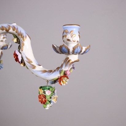 Capodimonte Chandelier Glazed Ceramic Italy 20th Century