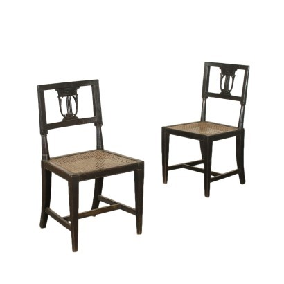 Pair of Directoire Chairs Walnut Italy 18th-19th Century
