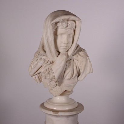 arte, arte italiano, pintura italiana antigua,Retrato de una niña en mármol,Ferdinand Andreini,Ferdinand Andreini,Ferdinand Andreini