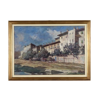 Guido Somelli Oil on Plywood Italy 20th Century