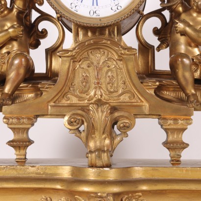 antique, clock, antique clock, antique clock, antique italian clock, antique clock, neoclassical clock, 19th century clock, pendulum clock, wall clock, Triptych Golden Bronze Clock