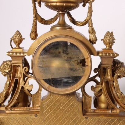 antiguo, reloj, reloj antiguo, reloj antiguo, reloj italiano antiguo, reloj antiguo, reloj neoclásico, reloj del siglo XIX, reloj de péndulo, reloj de pared, tríptico Reloj de bronce dorado